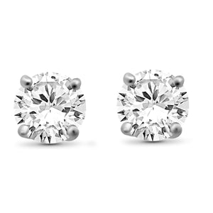 White Diamond 14K Gold Stud Earrings (I3 Clarity, IJK Color) - Assorted Colors