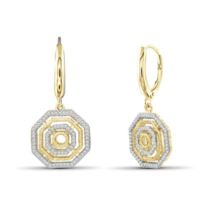 1/3 Carat T.W. White Diamond Sterling Silver Octagon Earrings - Assorted Colors
