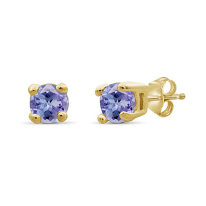 Gemstone Accent Sterling Silver Stud Earrings - Assorted Colors