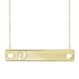 "A to Z" Initial Cutout Bar Necklace in Sterling Silver - Assorted Styles