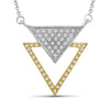 1/4 Ctw White Diamond Two-Tone Sterling Silver Inverted Triangle Pendant