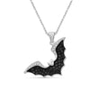 1.00 Ctw Black & White Diamond Sterling Silver Bat Pendant