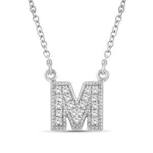 1/10 Ctw White Diamonds "A to Z" Initial Necklace  in Sterling Silver - Assorted Styles