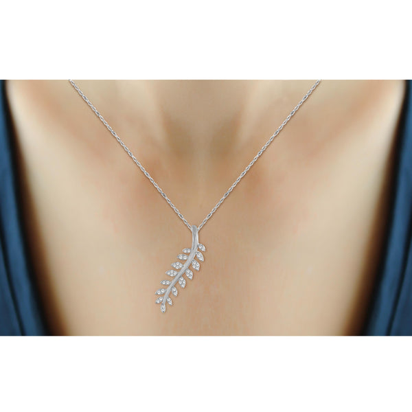 1/4 Ctw White Diamond Sterling Silver Leaf Pendant