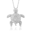 White Diamond Accent Sterling Silver Tortoise Pendant