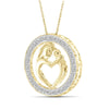Genuine Diamond Accent Mother & Child Heart Pendant Necklace in Sterling Silver