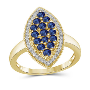 Gemstones and Accent White Diamonds Ring- Assorted Styles