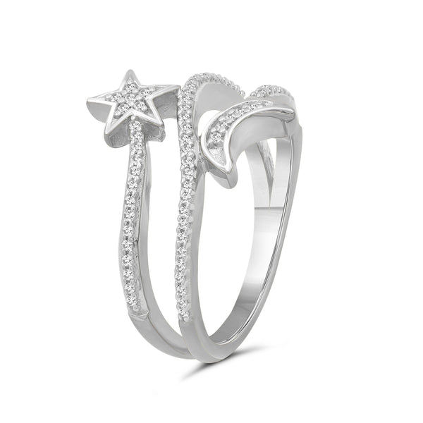 1/4 Carat T.W. White Diamond Sterling Silver Star & Moon