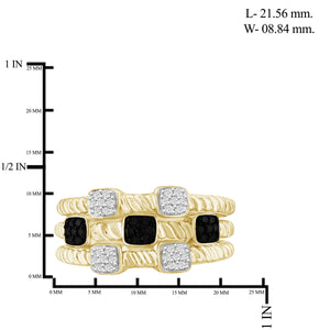 1/5 Carat T.W. Black And White Diamond Sterling Silver Stackable Ring - Assorted Colors