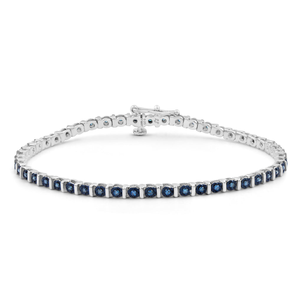 1/2 Carat T.W. Blue Diamond Sterling Silver Tennis Bracelet
