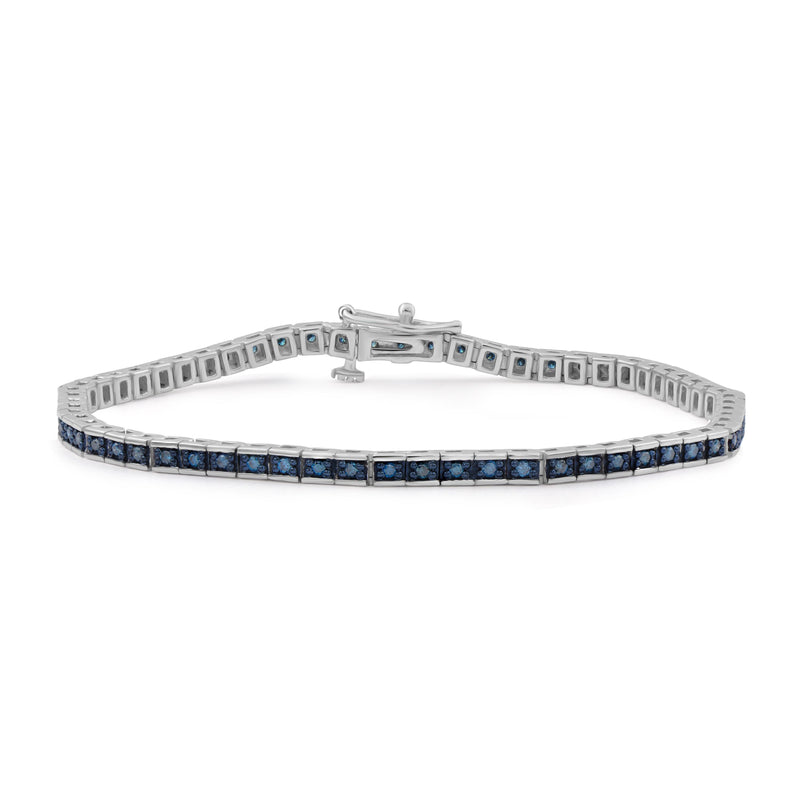 3/4 Carat T.W. Blue Diamond Sterling Silver Tennis Bracelet