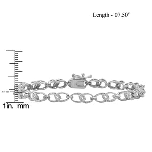 Accent White Diamond Sterling Silver Link Bracelet - Assorted Colors