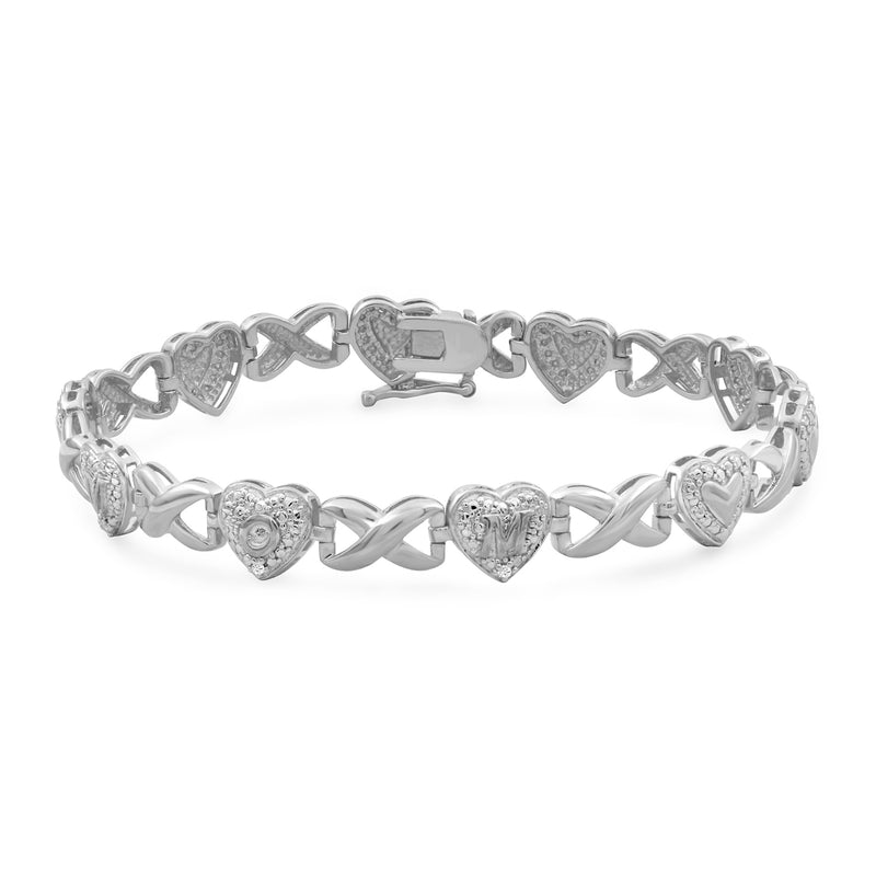 Accent White Diamond Sterling Silver Infinity MoM Bracelet - Assorted Colors