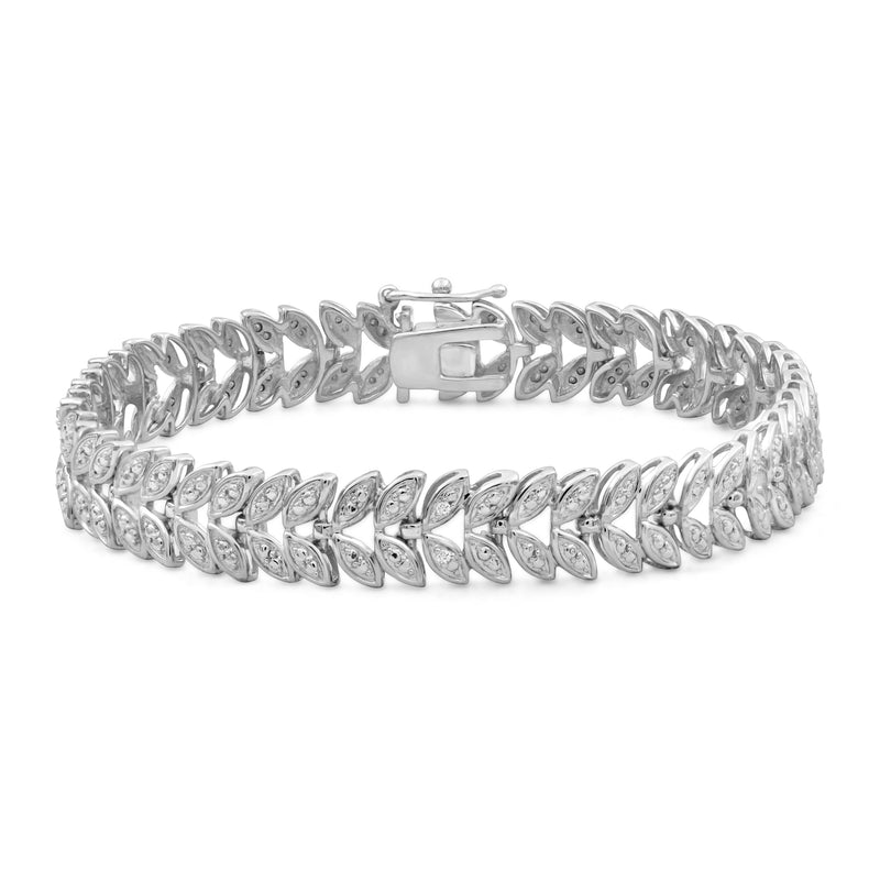 Diamond Accent S Heart Dangle Bracelet in Sterling Silver - 7.25