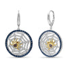 1/2 Ctw Multi Color Diamond Two-Tone Sterling Silver Spider with Net Dangle Earrings