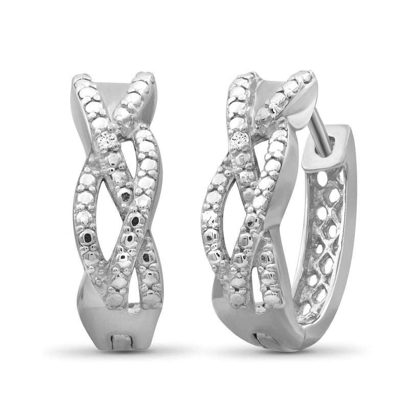 Accent White Diamond Sterling Silver Hoop Earrings - Assorted Colors