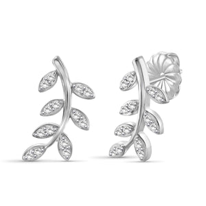1/4 Carat T.W. White Diamond Sterling Silver Leaf Earrings - Assorted Colors