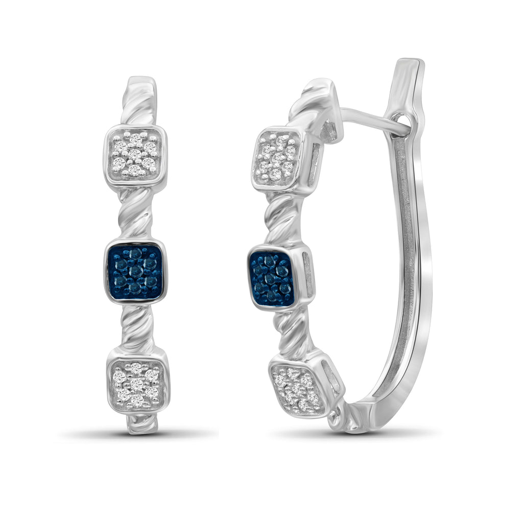 1/7 Carat T.W. Blue And White Diamond Sterling Silver Earrings