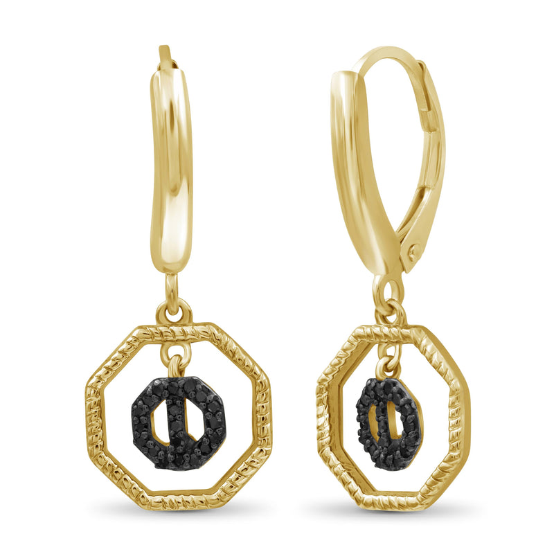 1/10 Carat T.W. Black Diamond 14k Gold Over Silver Octagon Earrings