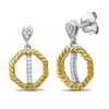 1/20 Carat T.W. White Diamond Two Tone Sterling Silver Octagon Earrings