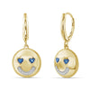 1/20 Ctw Blue And White Diamond 14k Gold Over Silver Emoji Earrings