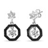 1/7 Carat T.W. Black And White Diamond Sterling Silver Flower Octagon Earrings - Assorted Colors