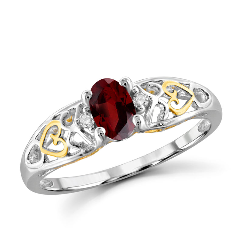 Gemstone & Diamond Accent Birthstone Ring Sterling Silver - Assorted Styles