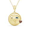 1/20 Ctw Blue And Red Diamond 14k Gold Over Silver Emoji Pendant
