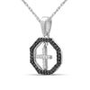 1/7 Carat T.W. Black And White Diamond Sterling Silver Cross Octagon Pendant - Assorted Colors