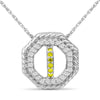1/7 Carat T.W. Yellow And White Diamond Sterling Silver Octagon Pendant - Assorted Colors