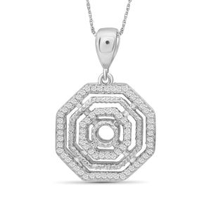 1/5 Carat T.W. White Diamond Sterling Silver Octagon Pendant - Assorted Colors