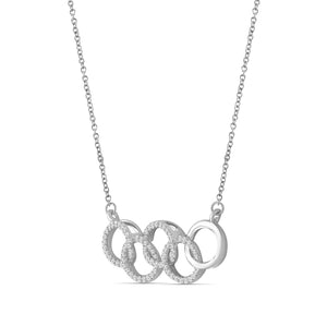 1/4 Ctw White Diamond Sterling Silver Five Ring Necklace