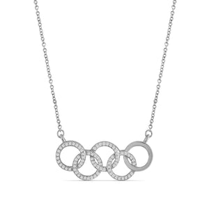 1/4 Ctw White Diamond Sterling Silver Five Ring Necklace
