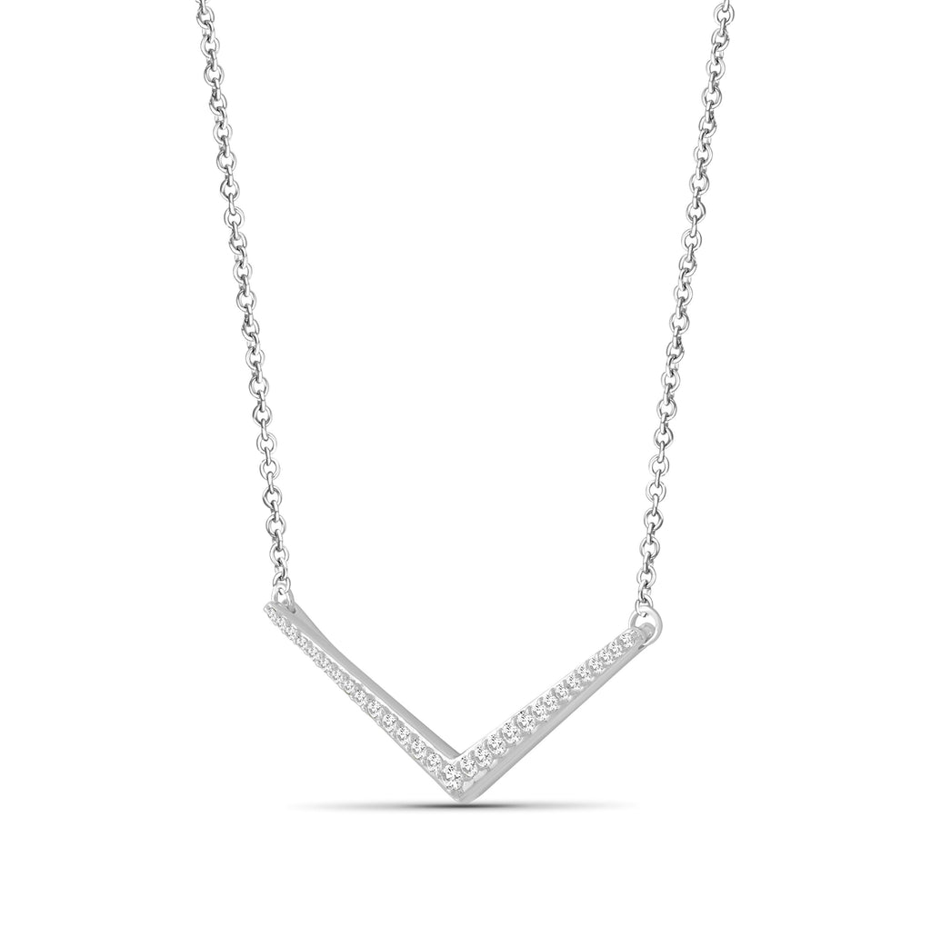 1/4 Ctw White Diamond Sterling Silver V Shape Necklace - Assorted Colors