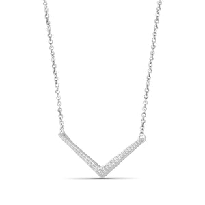 1/4 Ctw White Diamond Sterling Silver V Shape Necklace - Assorted Colors