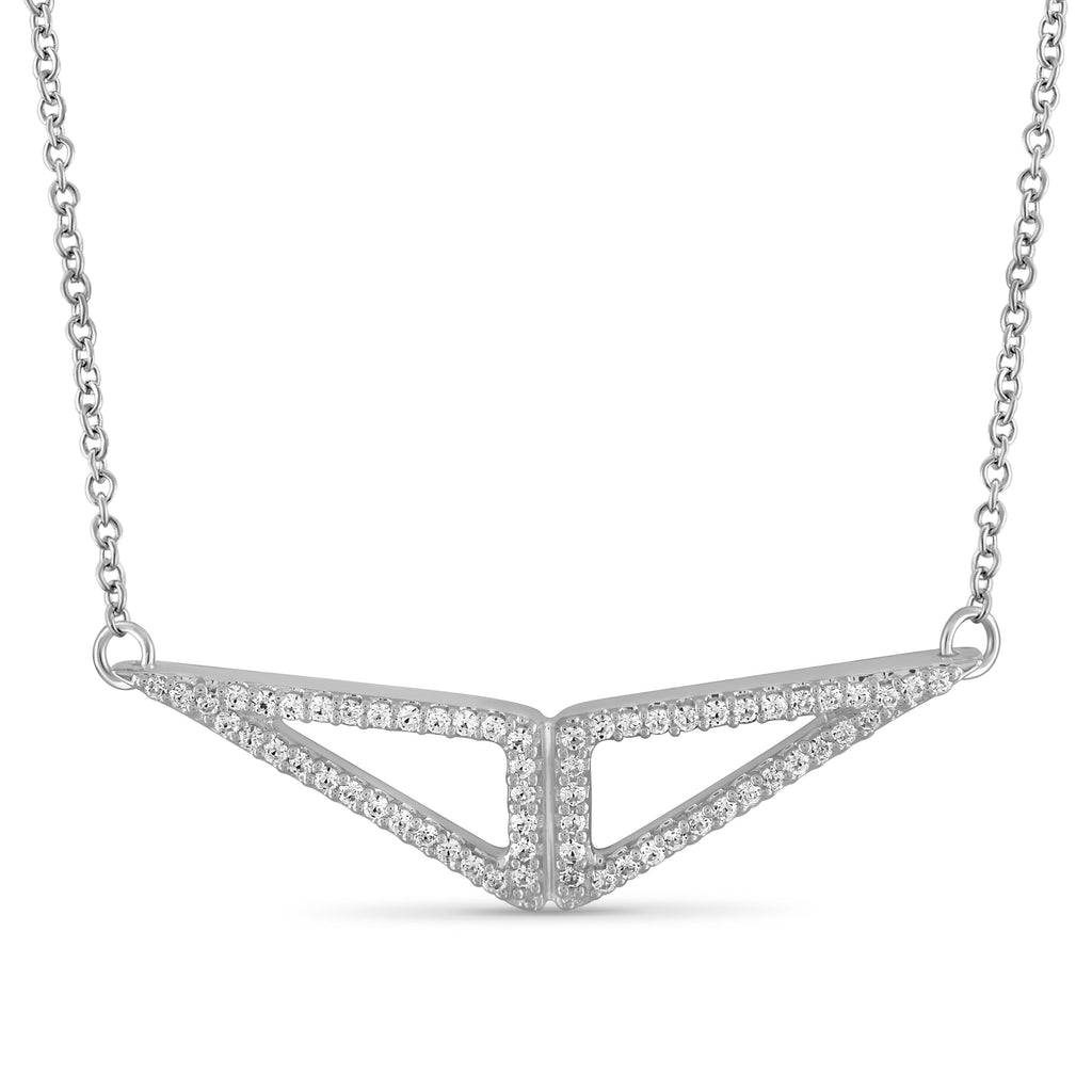 1/5 Ctw White Diamond Triangle Pendant in Sterling Silver - Assorted Colors