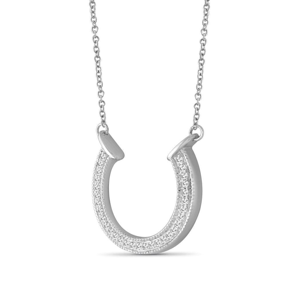 1/4 Ctw White Diamond Sterling Silver Horseshoe Pendant