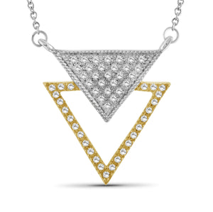 1/4 Ctw White Diamond Two-Tone Sterling Silver Inverted Triangle Pendant