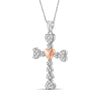 1/2 Ctw White Diamond Diamond Studded Heart Cross Pendant in Two-Tone Sterling Silver