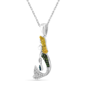 1/5 Carat T.W. Multicolor Diamond Sterling Silver Mermaid Pendant