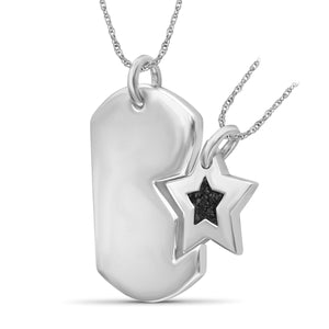 1/20 Carat T.W. Black Diamond Sterling Silver Star Dog Tag Pendant
