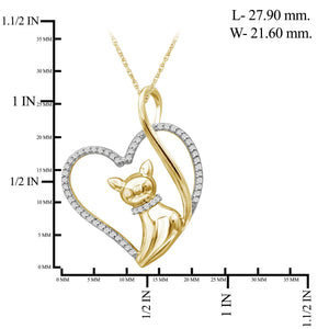 1/7 Ctw White Diamond 14K Gold over Silver Cat Heart Pendant