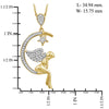 1/5 Ctw White Diamond Angel on Moon Pendant in 14kt Gold over Silver