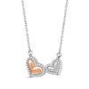 1/10 Ctw White Diamond Double Heart Necklace in Two-Tone Sterling Silver