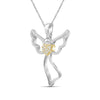 1/7 Ctw White Diamond Angel Pendant in Two-Tone Sterling Silver