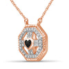 1/10 Carat T.W. Black And White Diamond Rose Gold Over Silver Heart Octagon Pendant