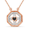 1/10 Carat T.W. Black And White Diamond Rose Gold Over Silver Heart Octagon Pendant