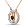 1/7 Carat T.W. Black And White Diamond Rose Gold Over Silver Octagon Pendant