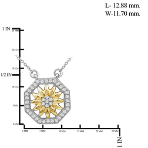 1/7 Carat T.W. White Diamond Two Tone Silver Flower Octagon Pendant