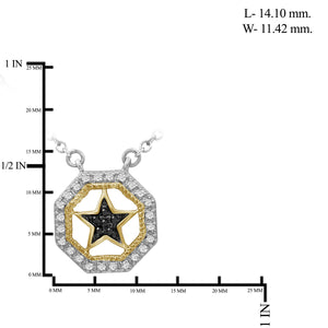 1/10 Carat T.W. Black And White Diamond Two Tone Silver Star Octagon Pendant